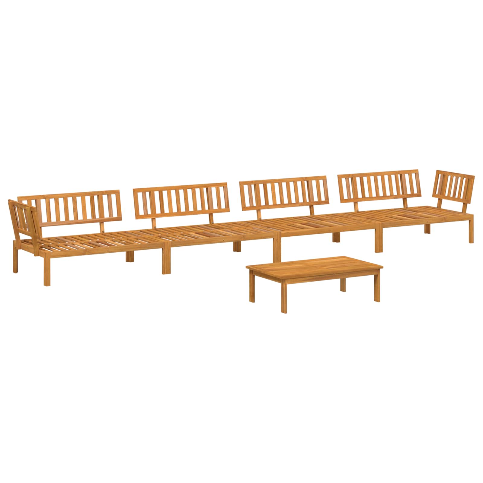 Sofa Set mit Kissen Uni 5 pcs Beige Massivholz Akazie