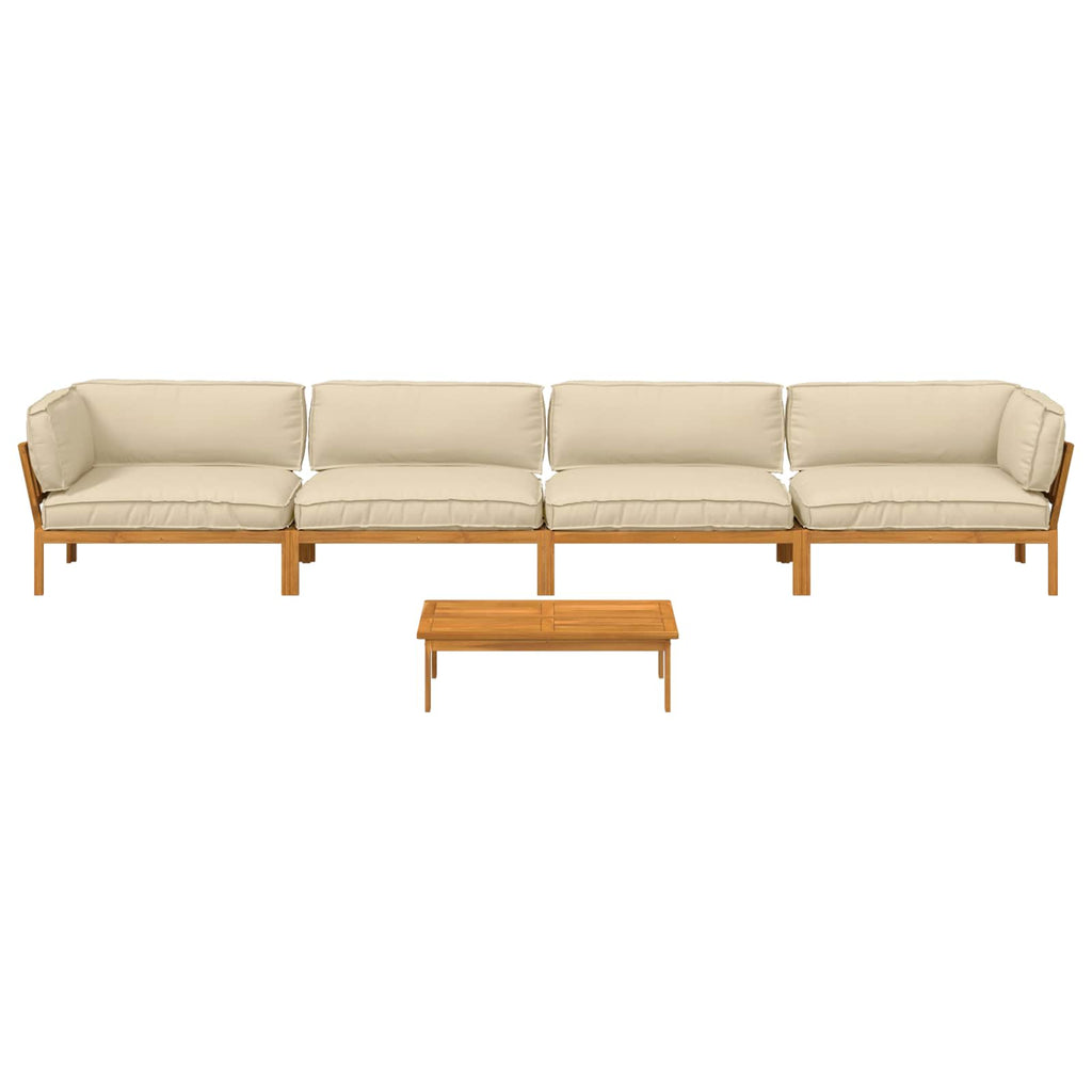 Sofa Set mit Kissen Uni 5 pcs Beige Massivholz Akazie