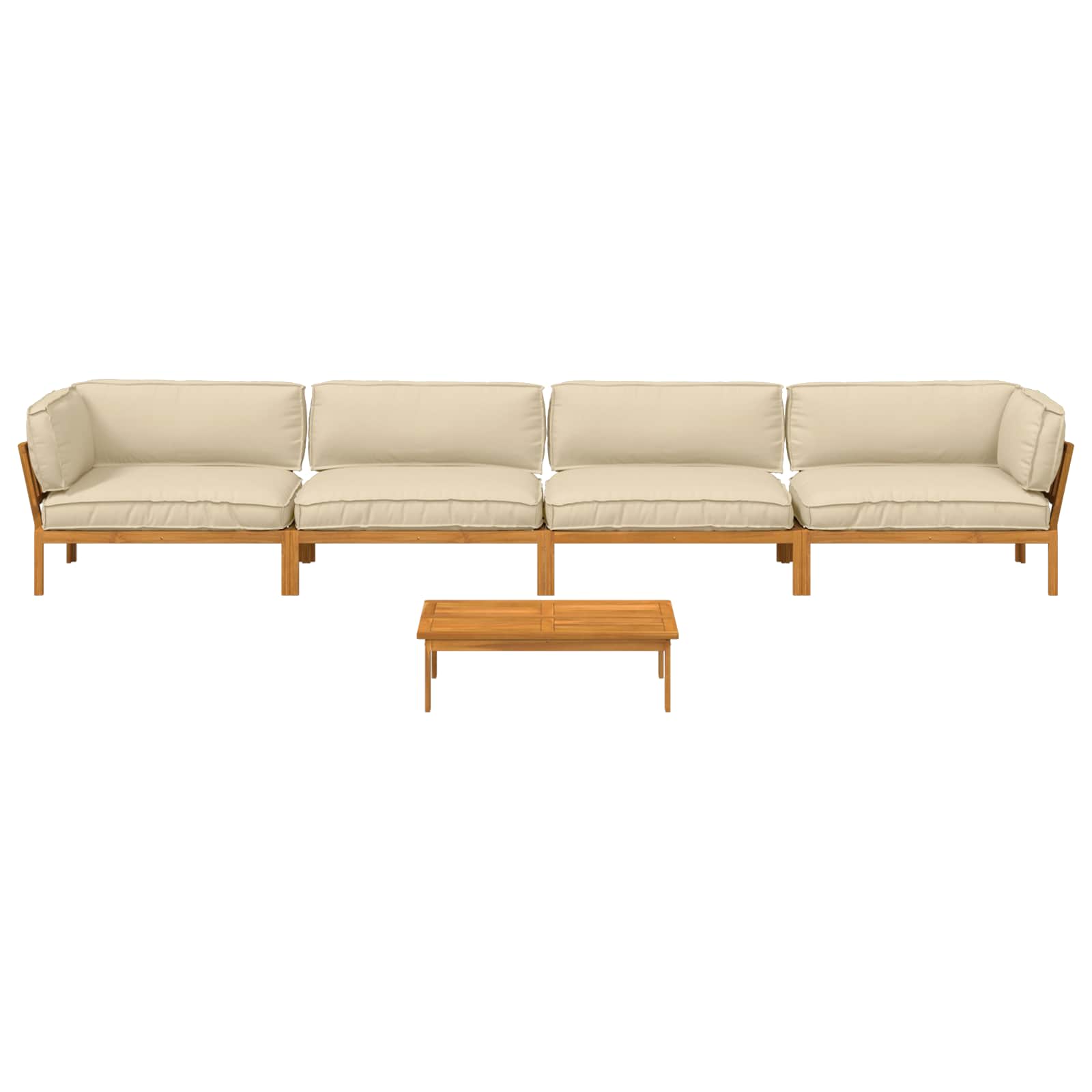 Sofa Set mit Kissen Uni 5 pcs Beige Massivholz Akazie