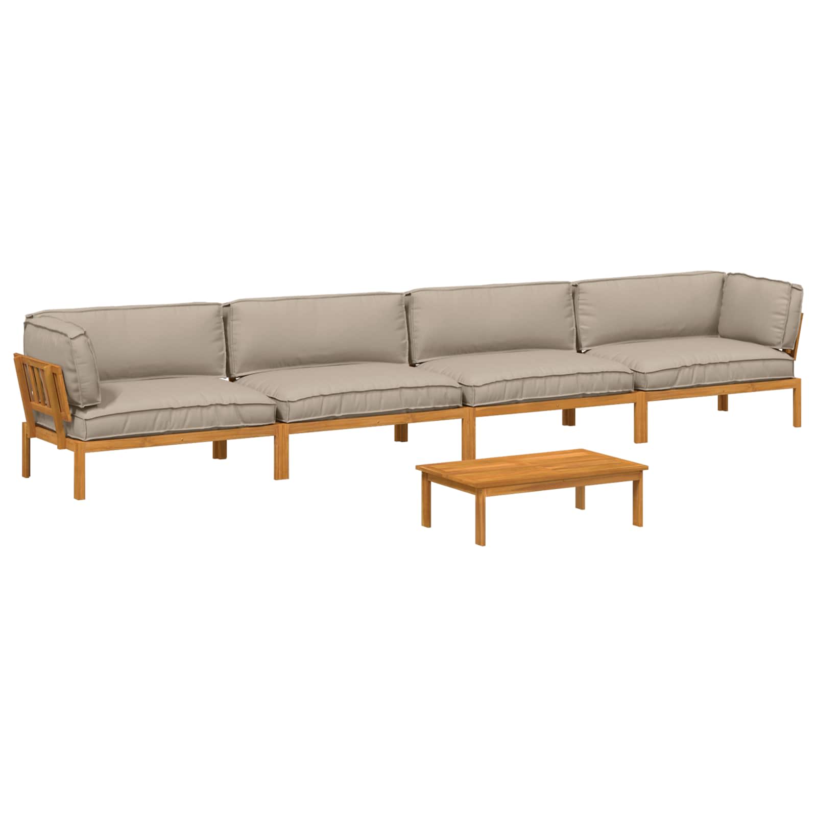 Sofa Set mit Kissen Uni 5 pcs Taupe Massivholz Akazie
