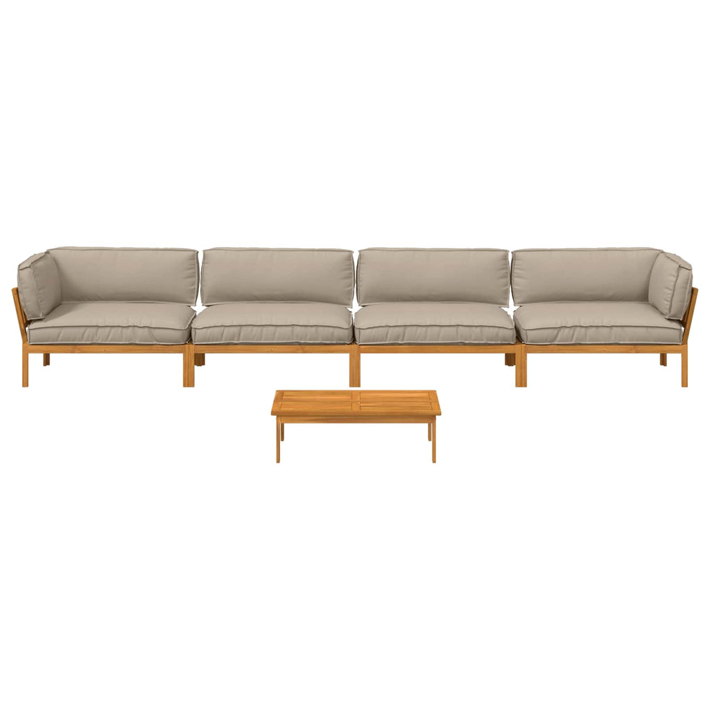 Sofa Set mit Kissen Uni 5 pcs Taupe Massivholz Akazie