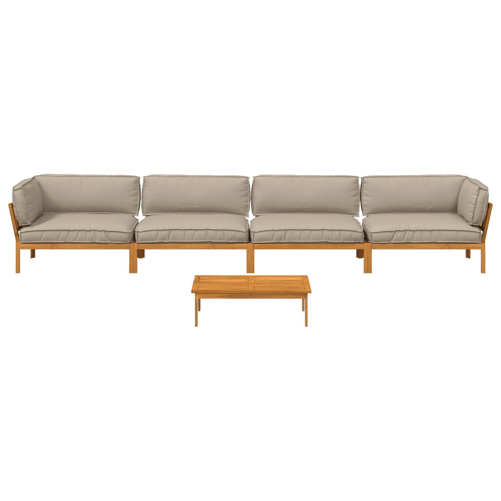 Sofa Set mit Kissen Uni 5 pcs Taupe Massivholz Akazie