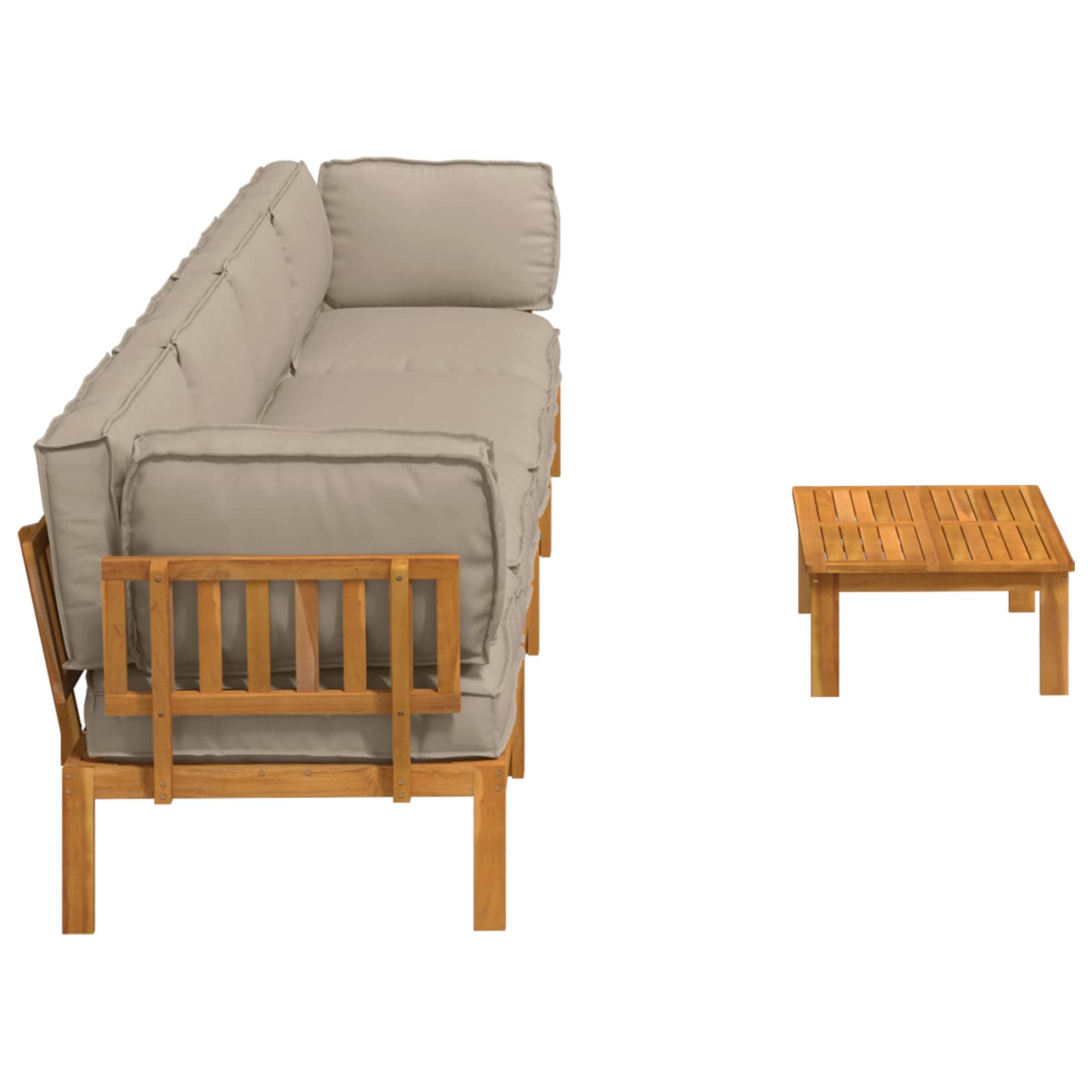 Sofa Set mit Kissen Uni 5 pcs Taupe Massivholz Akazie