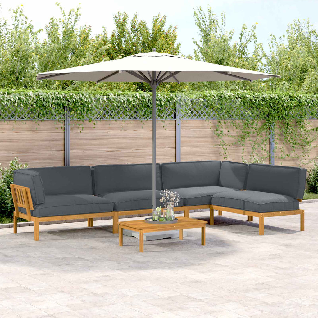 Sofa Set mit Kissen Uni 5 pcs Anthrazit Massivholz Akazie