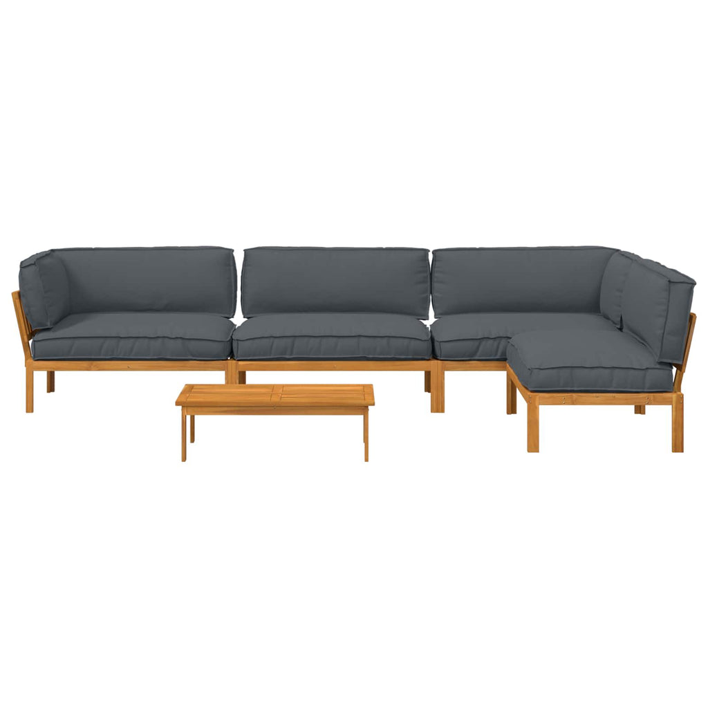 Sofa Set mit Kissen Uni 5 pcs Anthrazit Massivholz Akazie