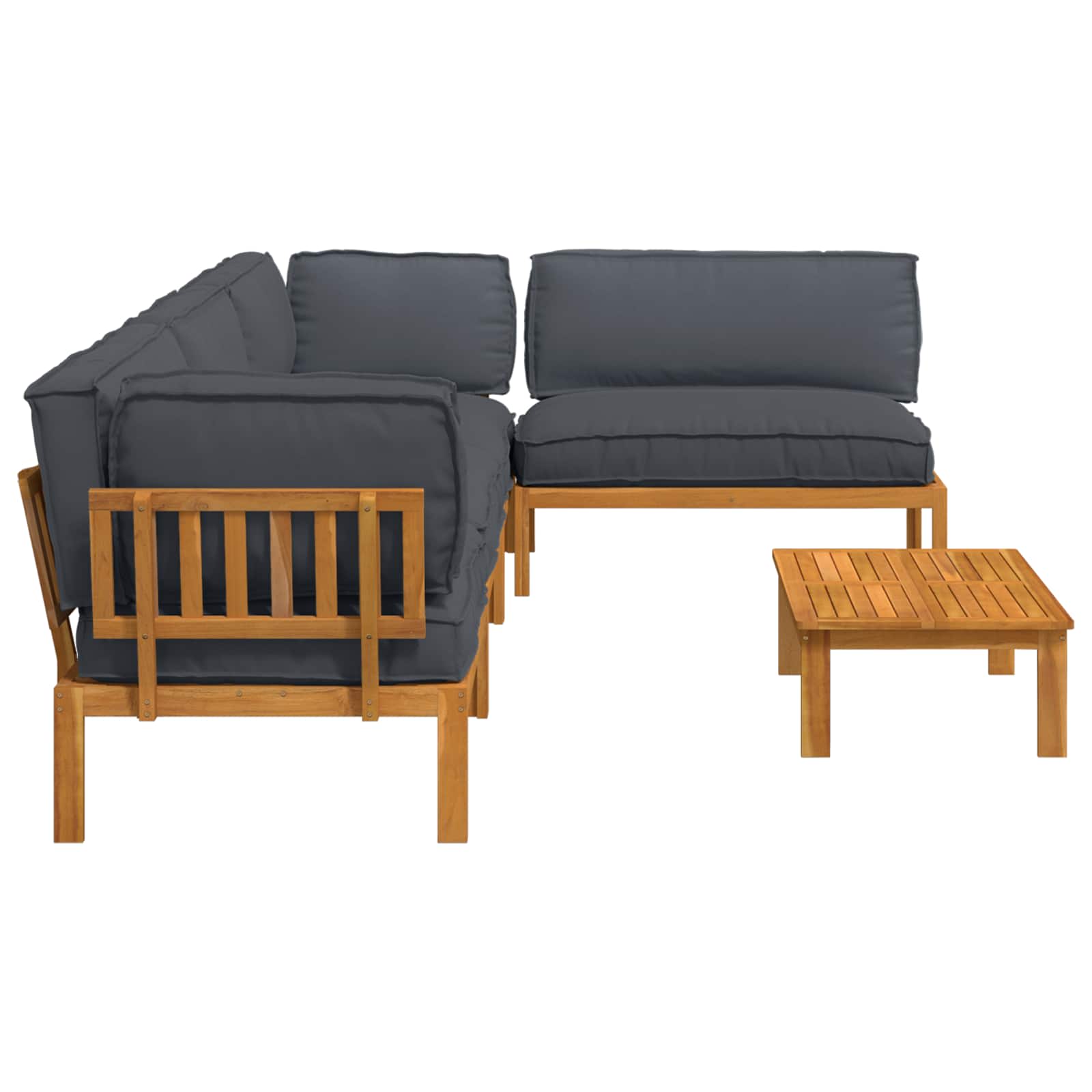 Sofa Set mit Kissen Uni 5 pcs Anthrazit Massivholz Akazie