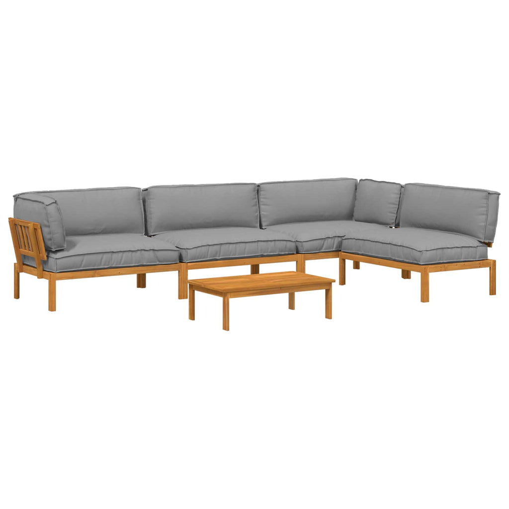 Sofa Set mit Kissen Uni 5 pcs Grau Massivholz Akazie