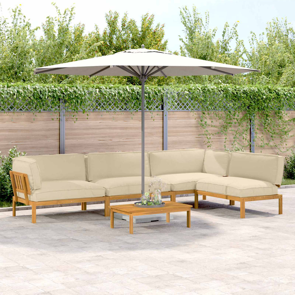 Sofa Set mit Kissen Uni 5 pcs Beige Massivholz Akazie