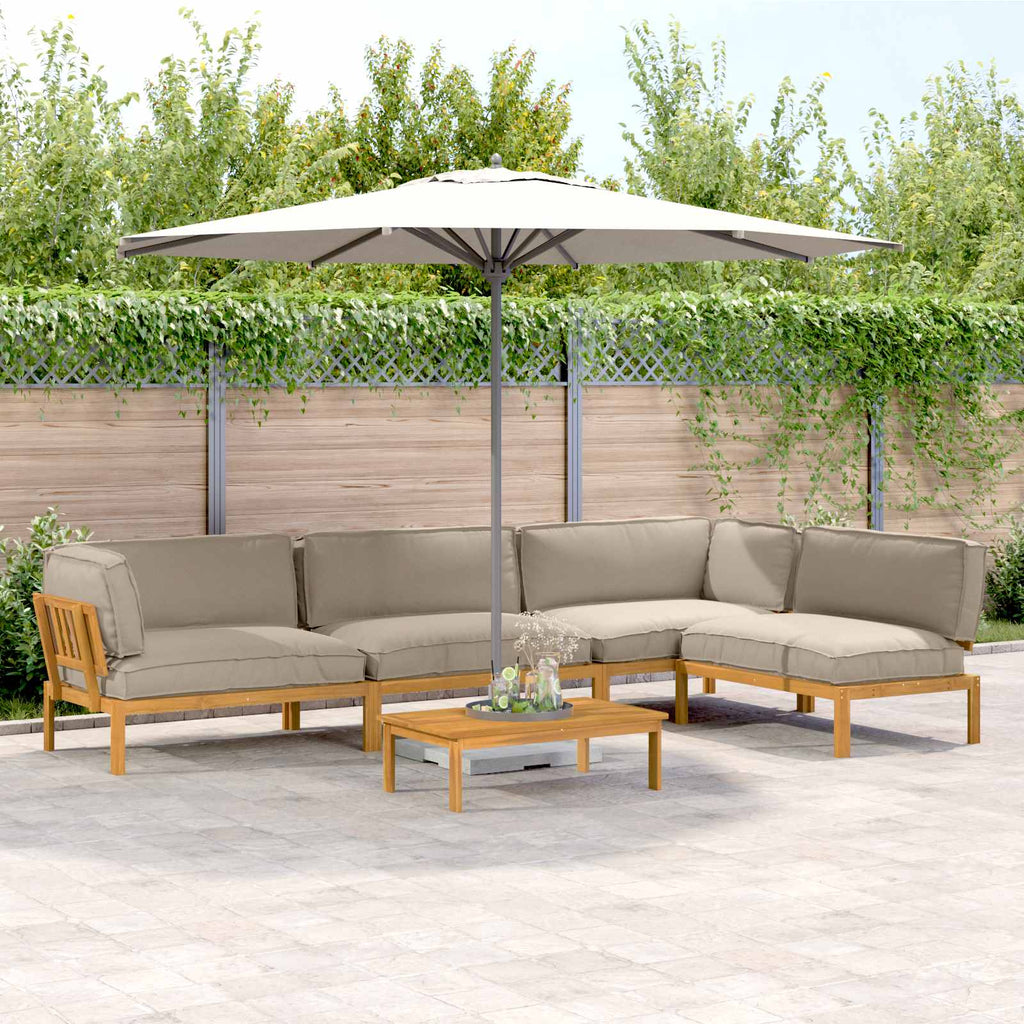 Sofa Set mit Kissen Uni 5 pcs Taupe Massivholz Akazie