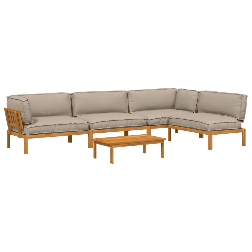 Sofa Set mit Kissen Uni 5 pcs Taupe Massivholz Akazie