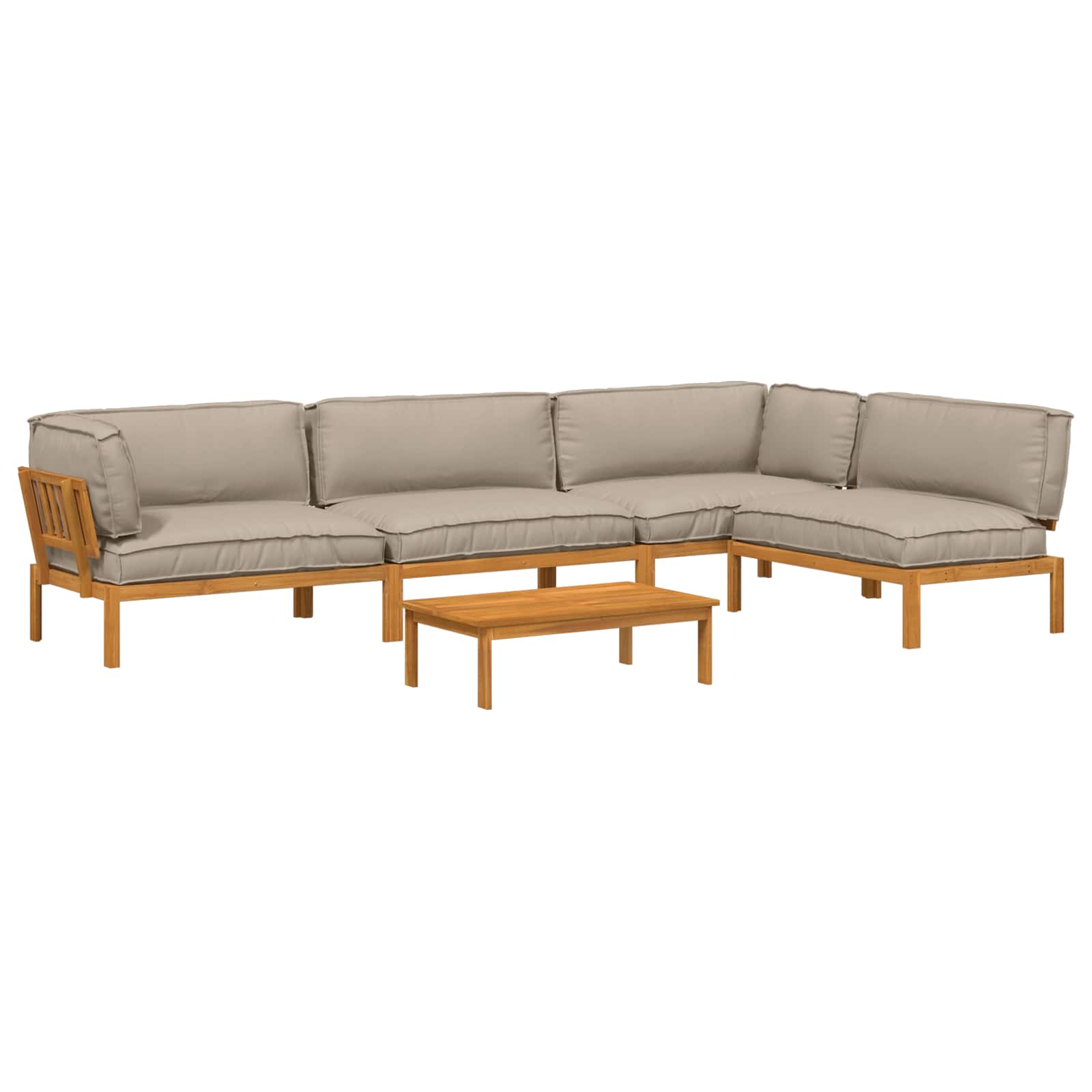 Sofa Set mit Kissen Uni 5 pcs Taupe Massivholz Akazie