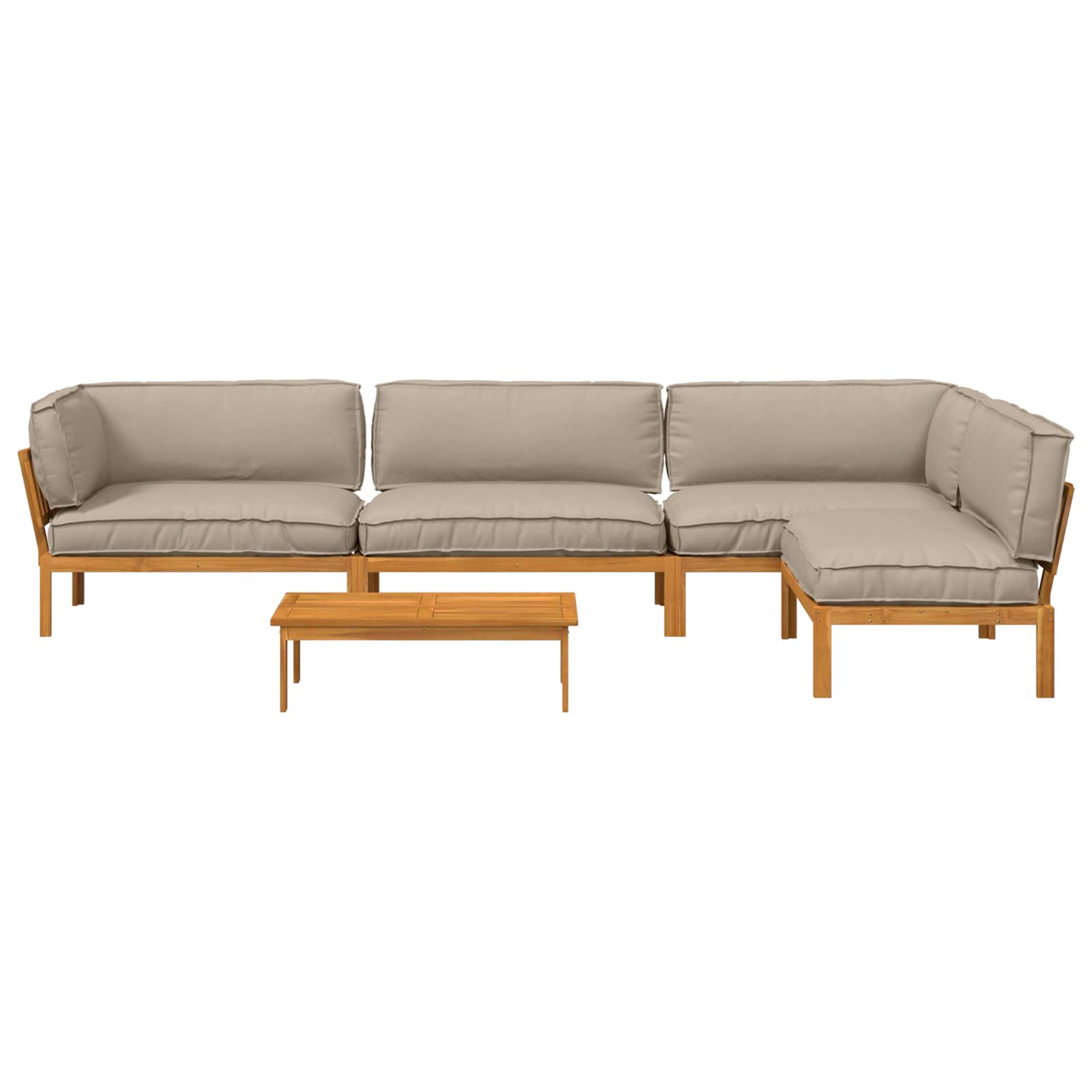 Sofa Set mit Kissen Uni 5 pcs Taupe Massivholz Akazie