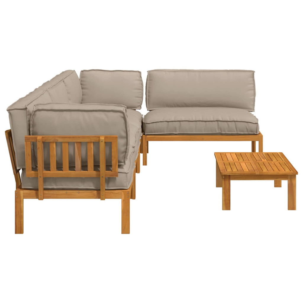 Sofa Set mit Kissen Uni 5 pcs Taupe Massivholz Akazie