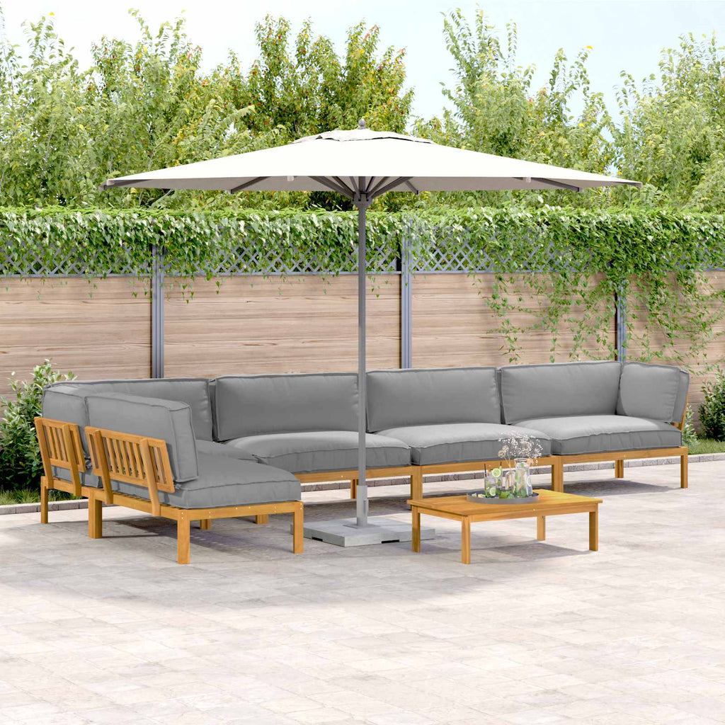 Sofa Set mit Kissen Uni 6 pcs Grau Massivholz Akazie
