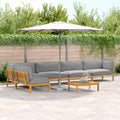 Sofa Set mit Kissen Uni 6 pcs Grau Massivholz Akazie