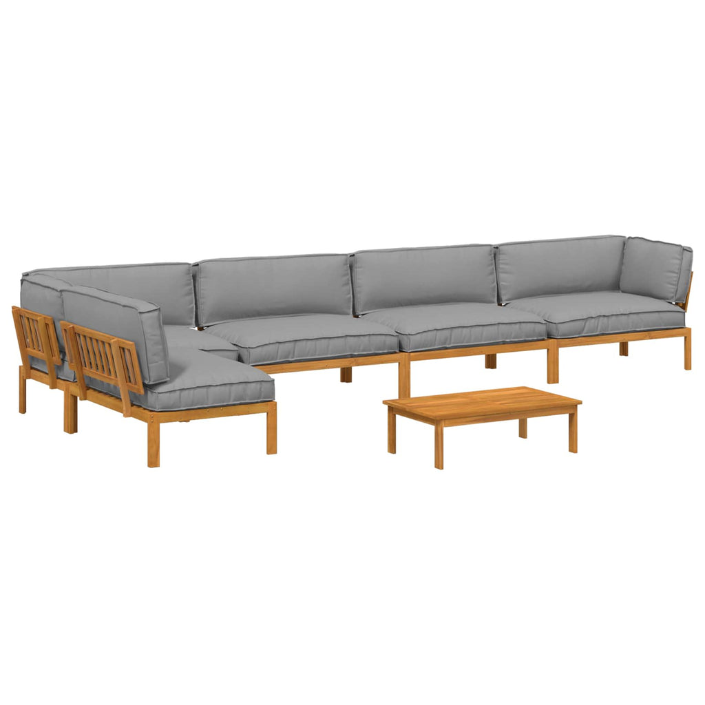 Sofa Set mit Kissen Uni 6 pcs Grau Massivholz Akazie