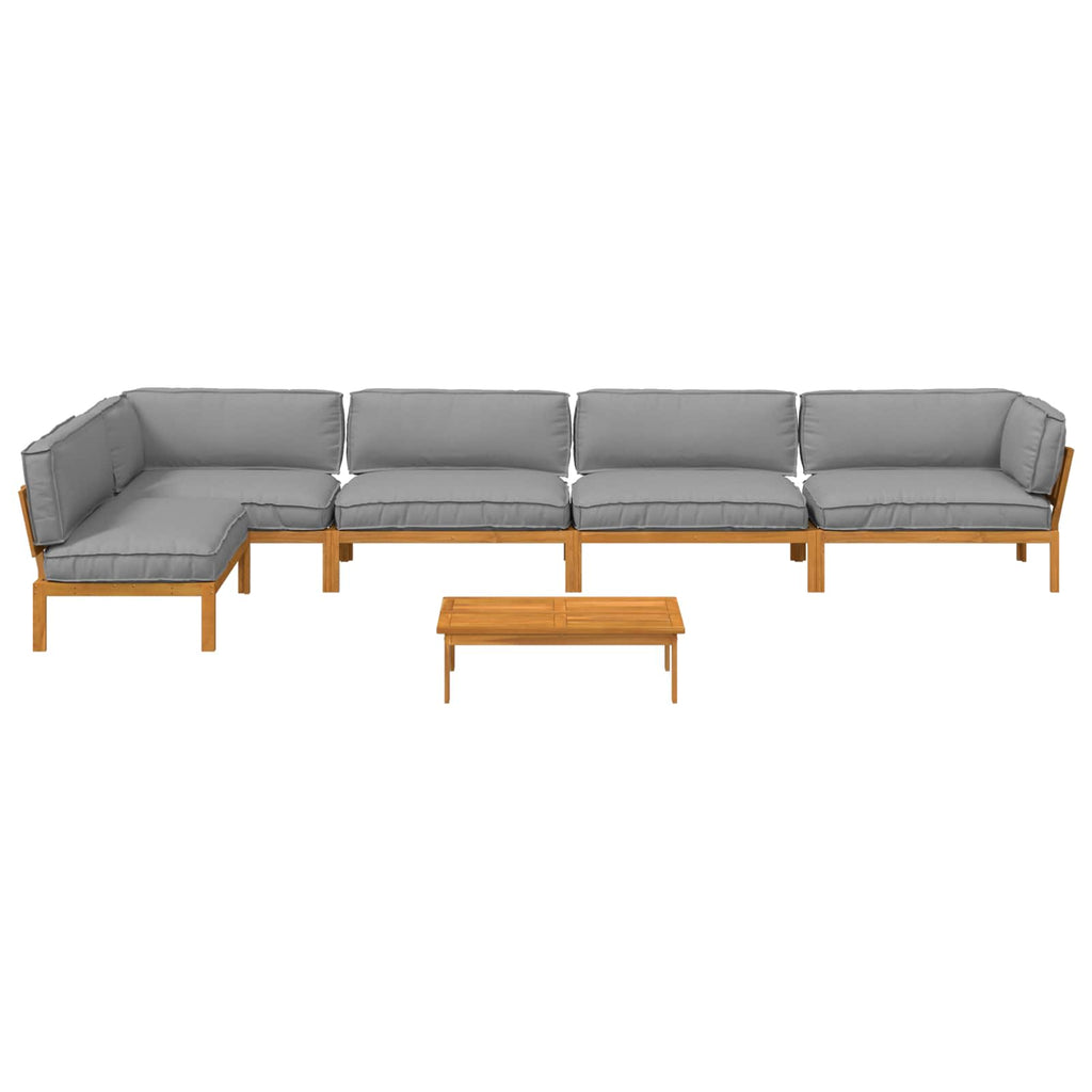 Sofa Set mit Kissen Uni 6 pcs Grau Massivholz Akazie