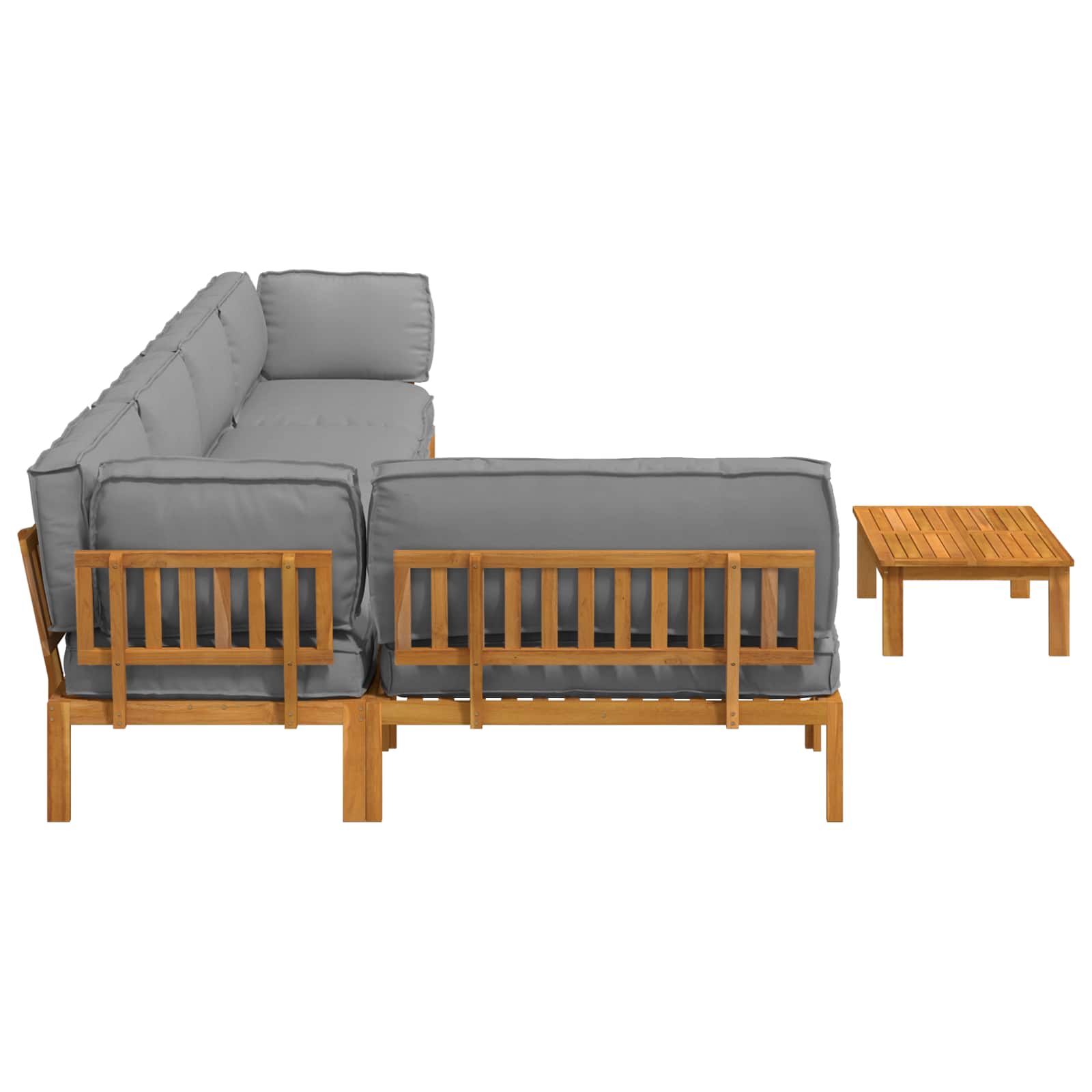 Sofa Set mit Kissen Uni 6 pcs Grau Massivholz Akazie