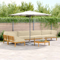Sofa Set mit Kissen Uni 6 pcs Beige Massivholz Akazie