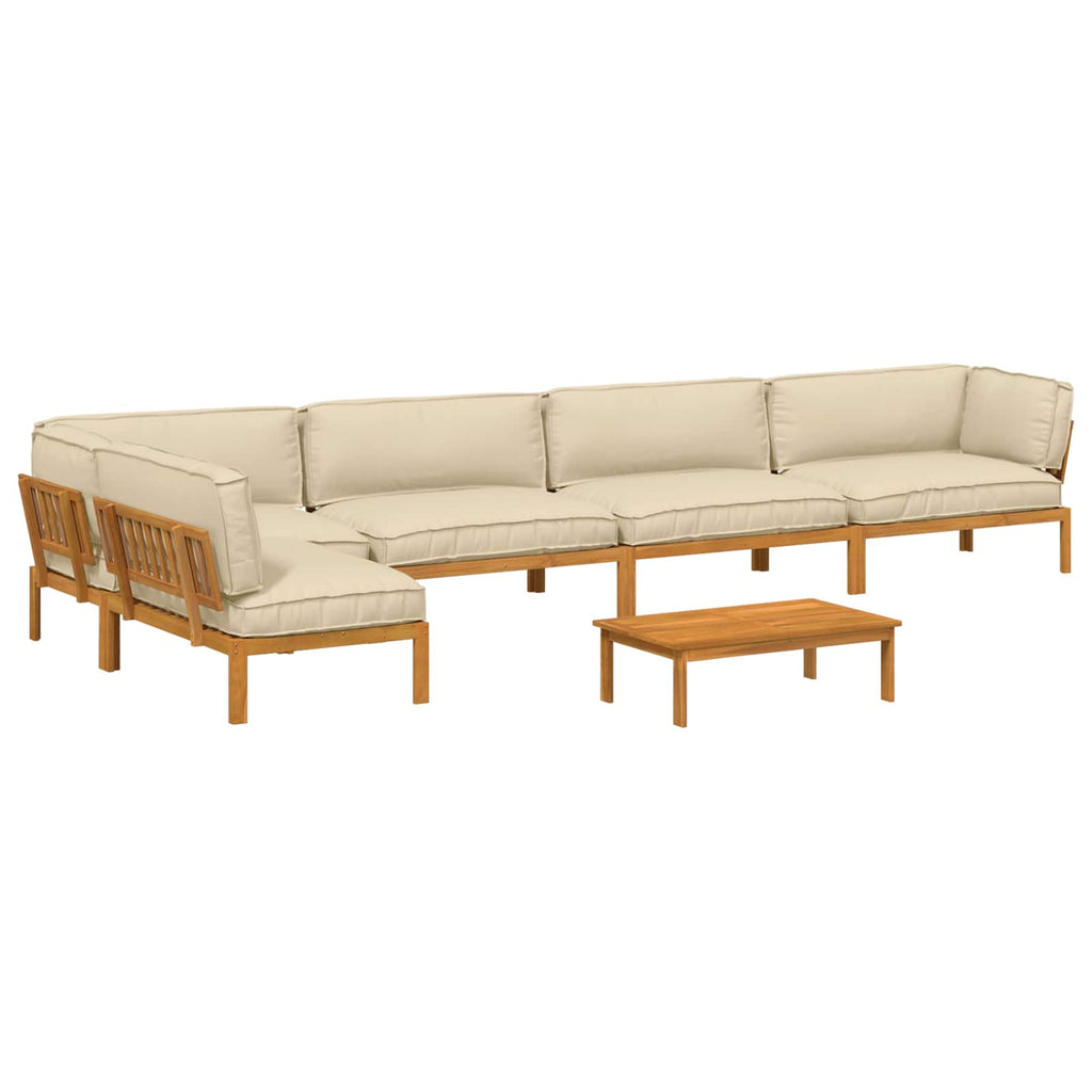 Sofa Set mit Kissen Uni 6 pcs Beige Massivholz Akazie
