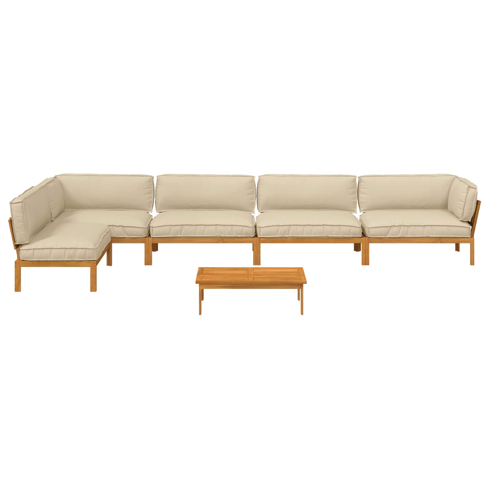 Sofa Set mit Kissen Uni 6 pcs Beige Massivholz Akazie