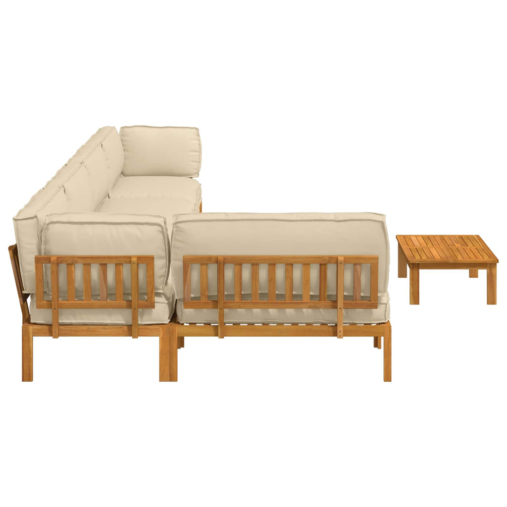 Sofa Set mit Kissen Uni 6 pcs Beige Massivholz Akazie