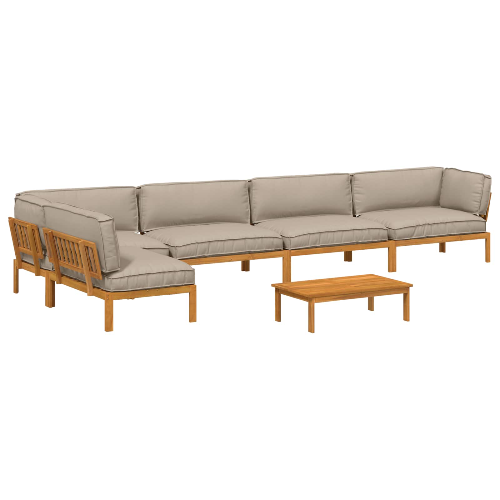 Sofa Set mit Kissen Uni 6 pcs Taupe Massivholz Akazie
