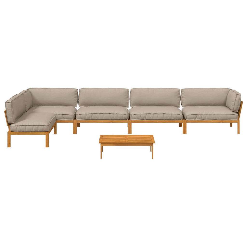 Sofa Set mit Kissen Uni 6 pcs Taupe Massivholz Akazie