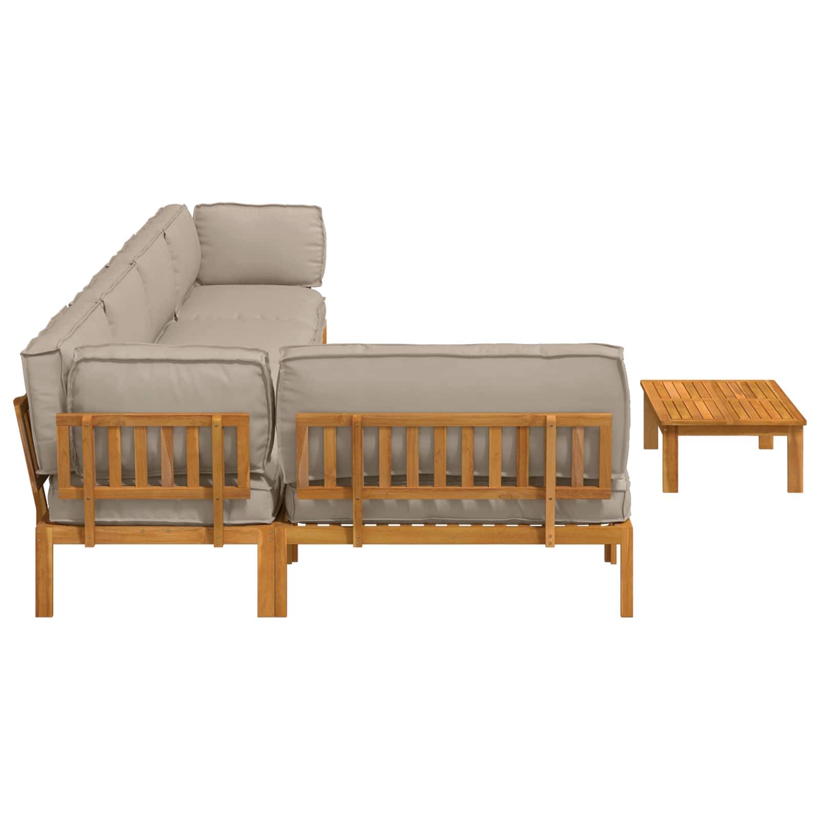 Sofa Set mit Kissen Uni 6 pcs Taupe Massivholz Akazie