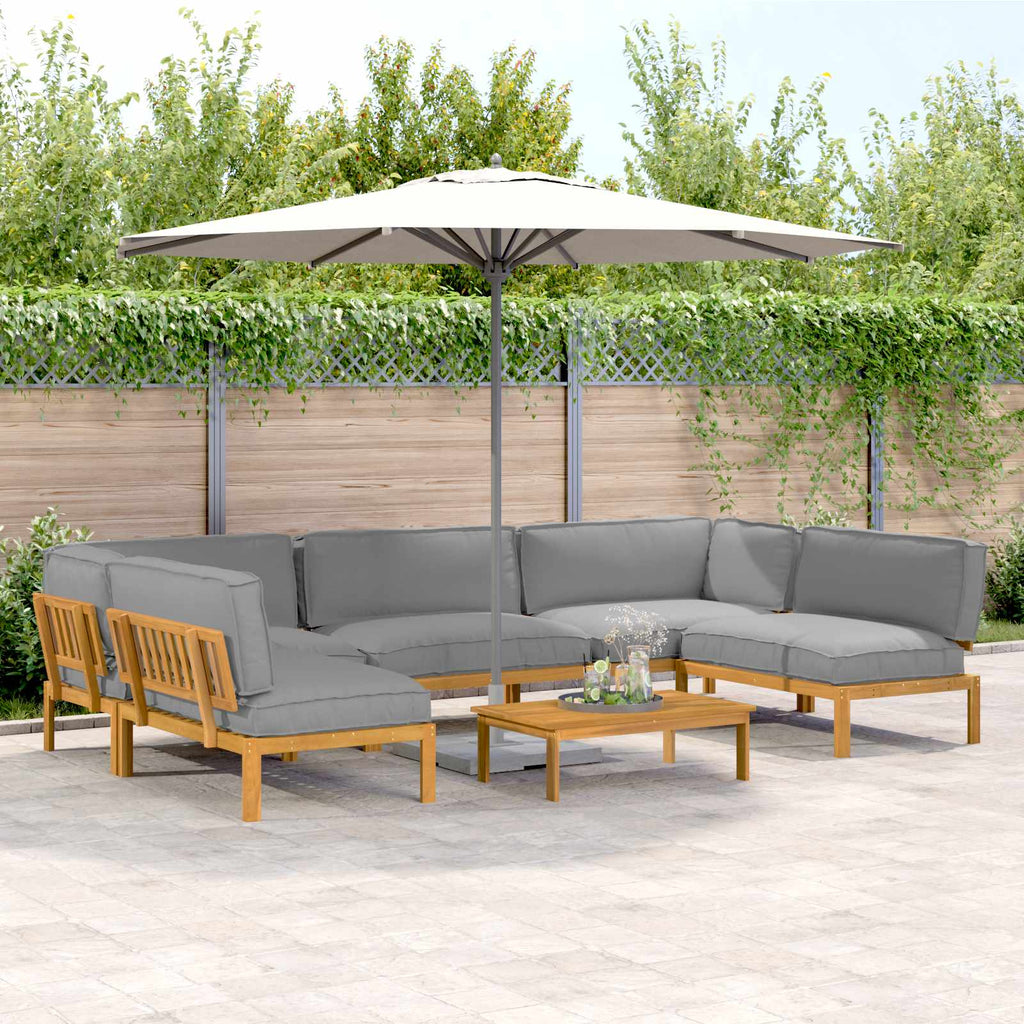Sofa Set 6 pcs Grau Massivholz Akazie
