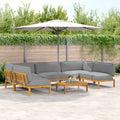 Sofa Set 6 pcs Grau Massivholz Akazie
