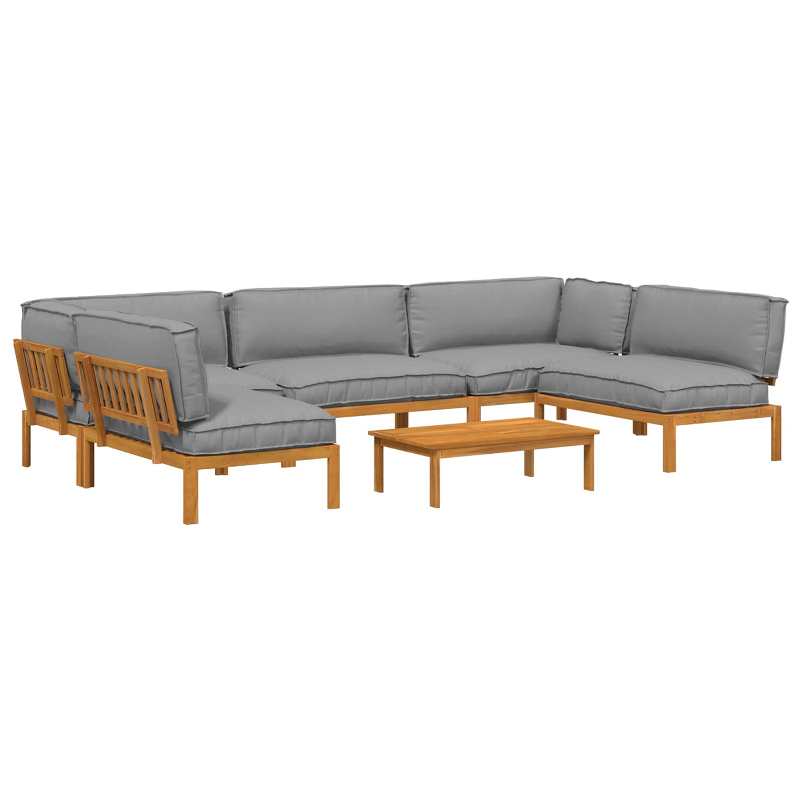 Sofa Set 6 pcs Grau Massivholz Akazie