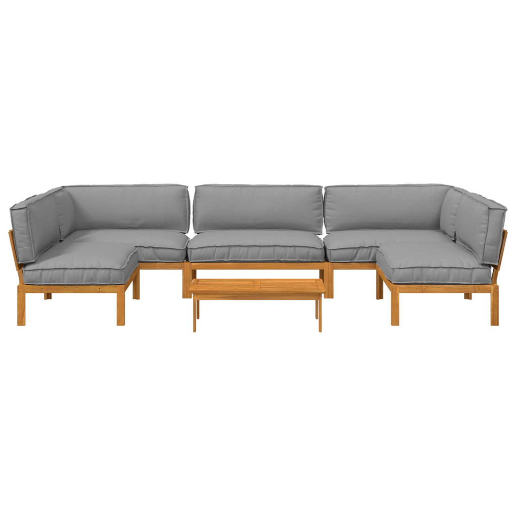 Sofa Set 6 pcs Grau Massivholz Akazie