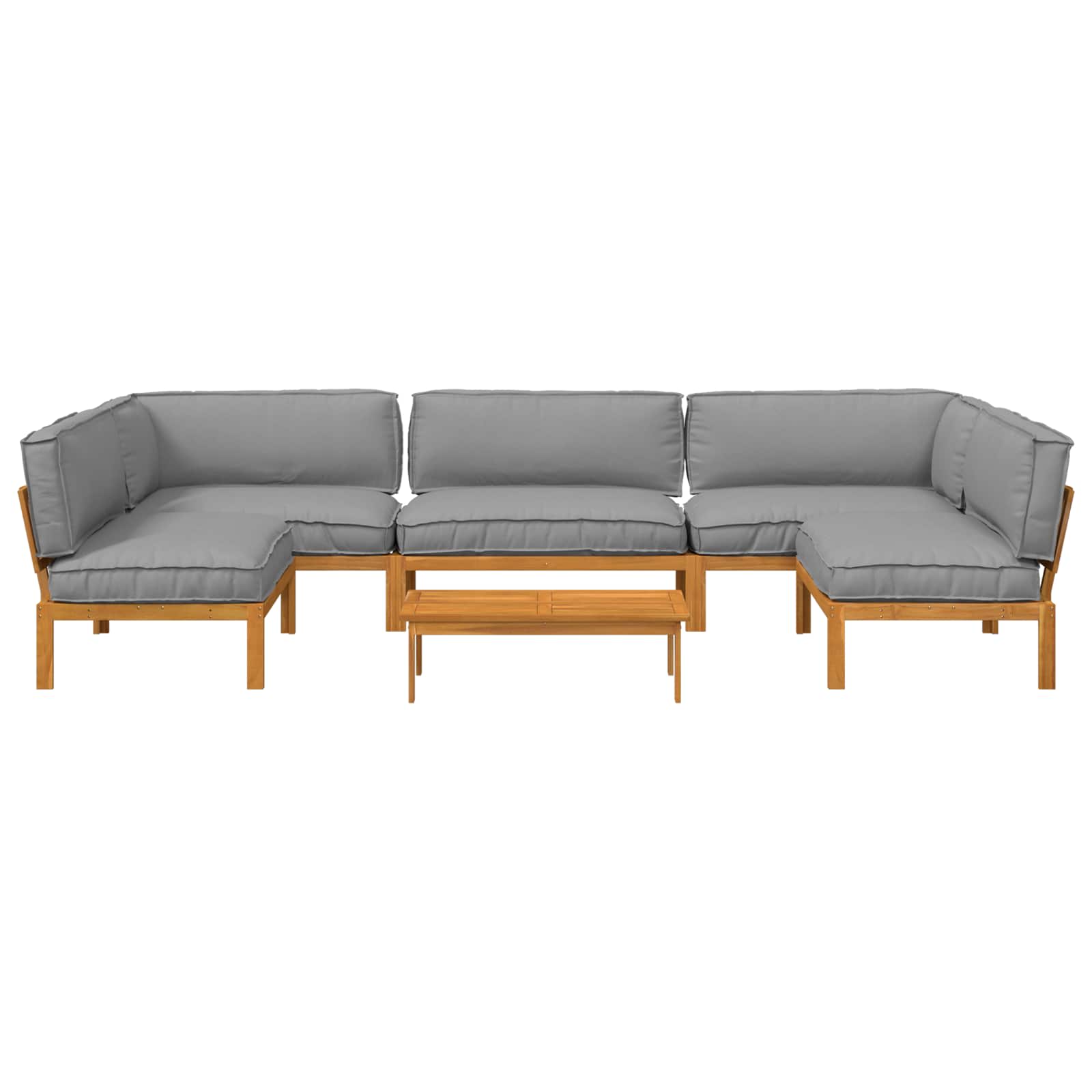 Sofa Set 6 pcs Grau Massivholz Akazie