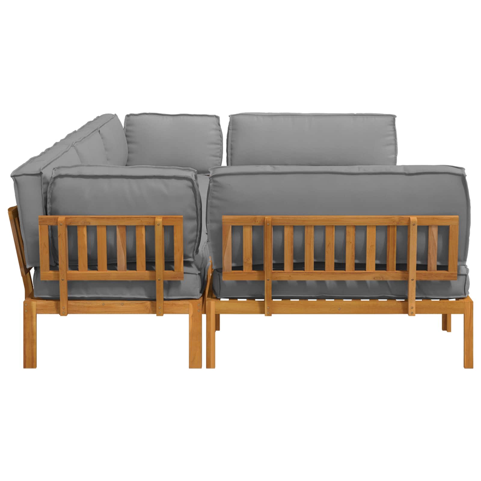 Sofa Set 6 pcs Grau Massivholz Akazie