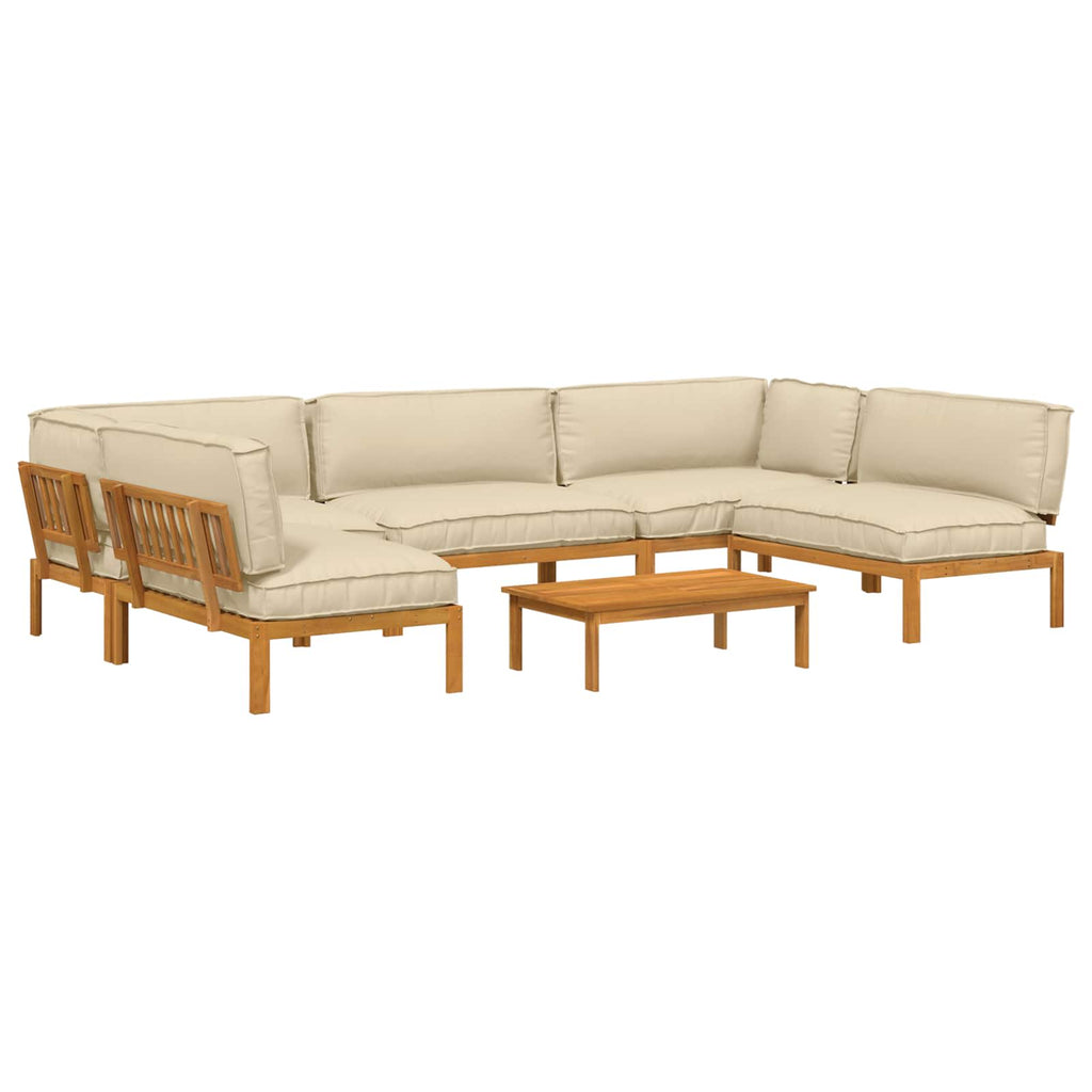Sofa Set mit Kissen Uni 6 pcs Beige Massivholz Akazie