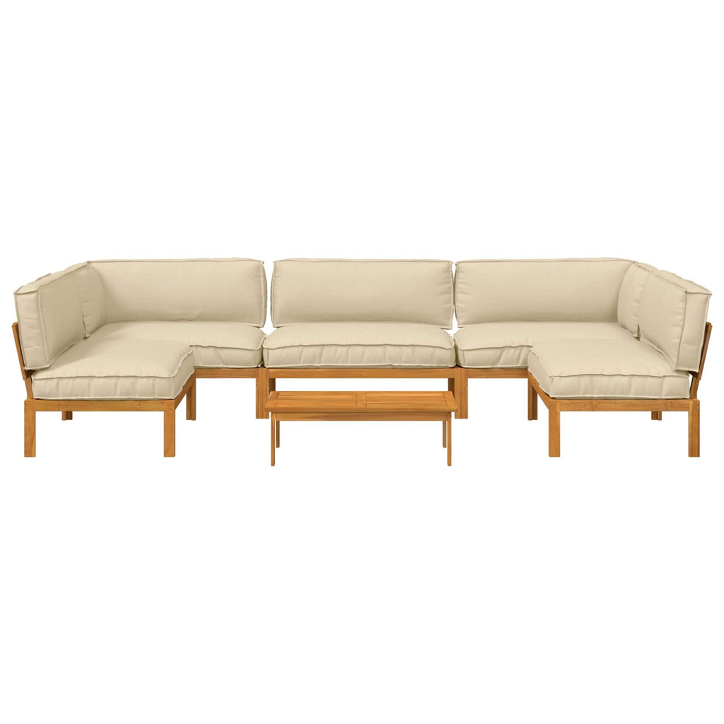 Sofa Set mit Kissen Uni 6 pcs Beige Massivholz Akazie