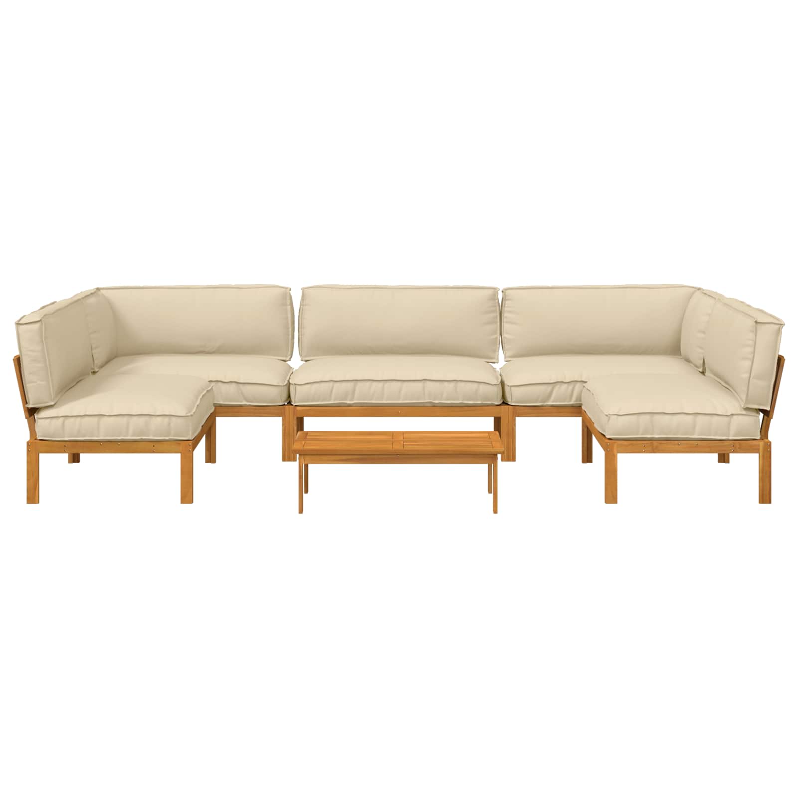 Sofa Set mit Kissen Uni 6 pcs Beige Massivholz Akazie