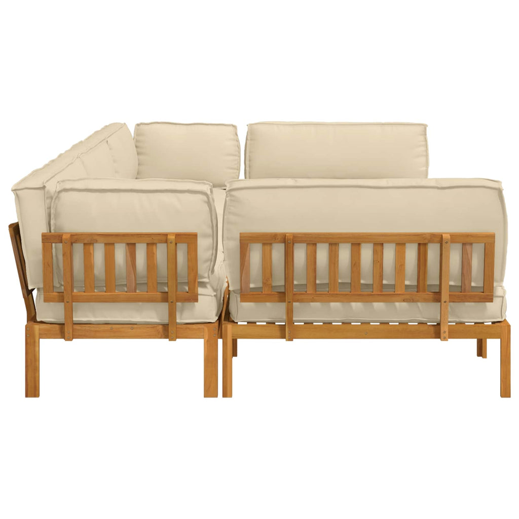 Sofa Set mit Kissen Uni 6 pcs Beige Massivholz Akazie