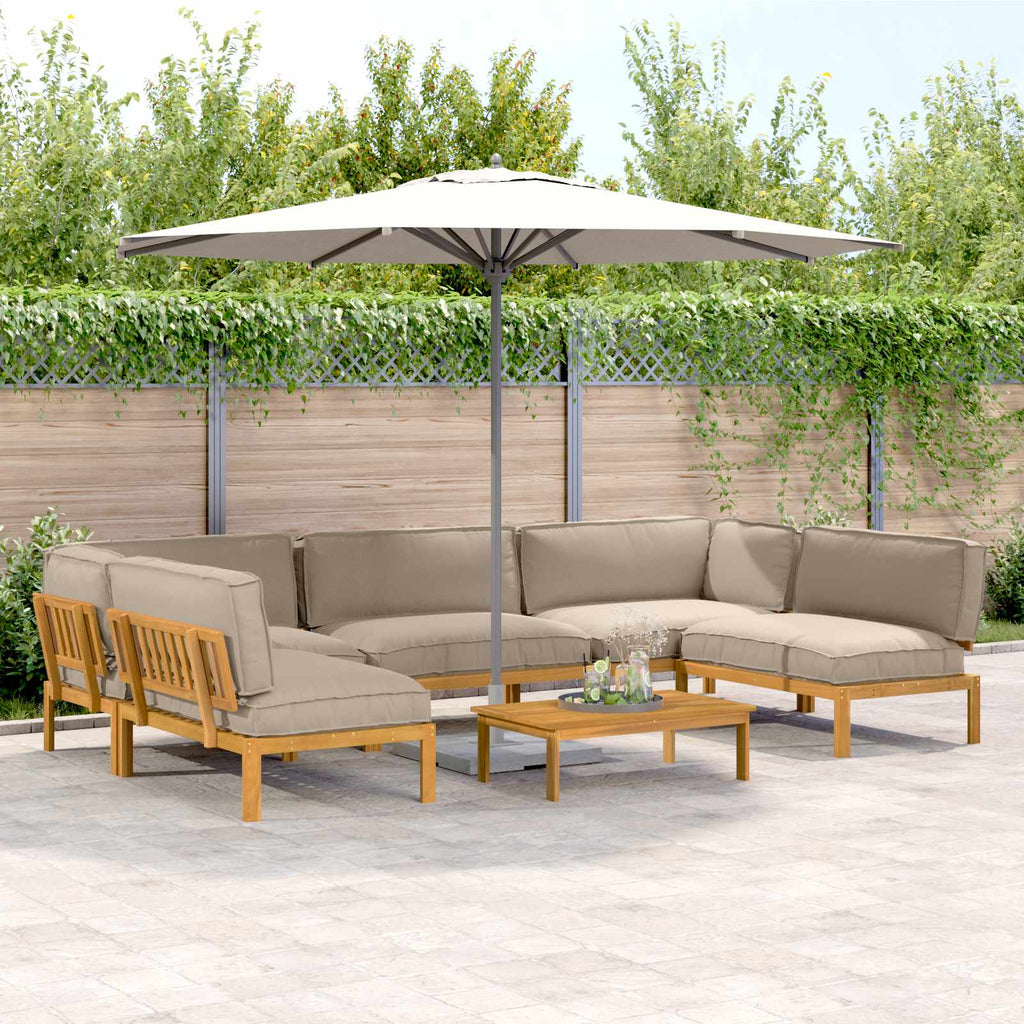 Sofa Set mit Kissen Uni 6 pcs Taupe Massivholz Akazie