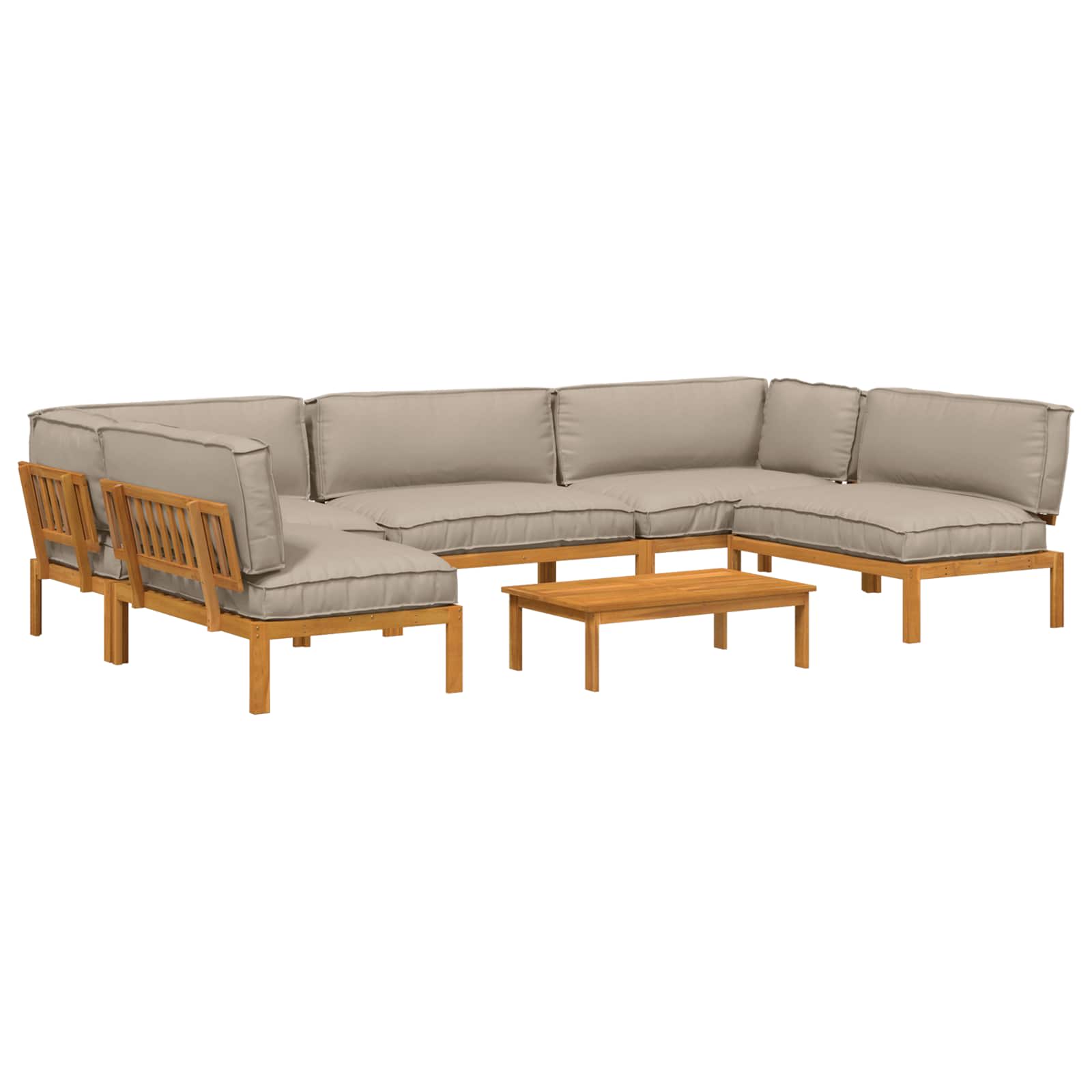 Sofa Set mit Kissen Uni 6 pcs Taupe Massivholz Akazie