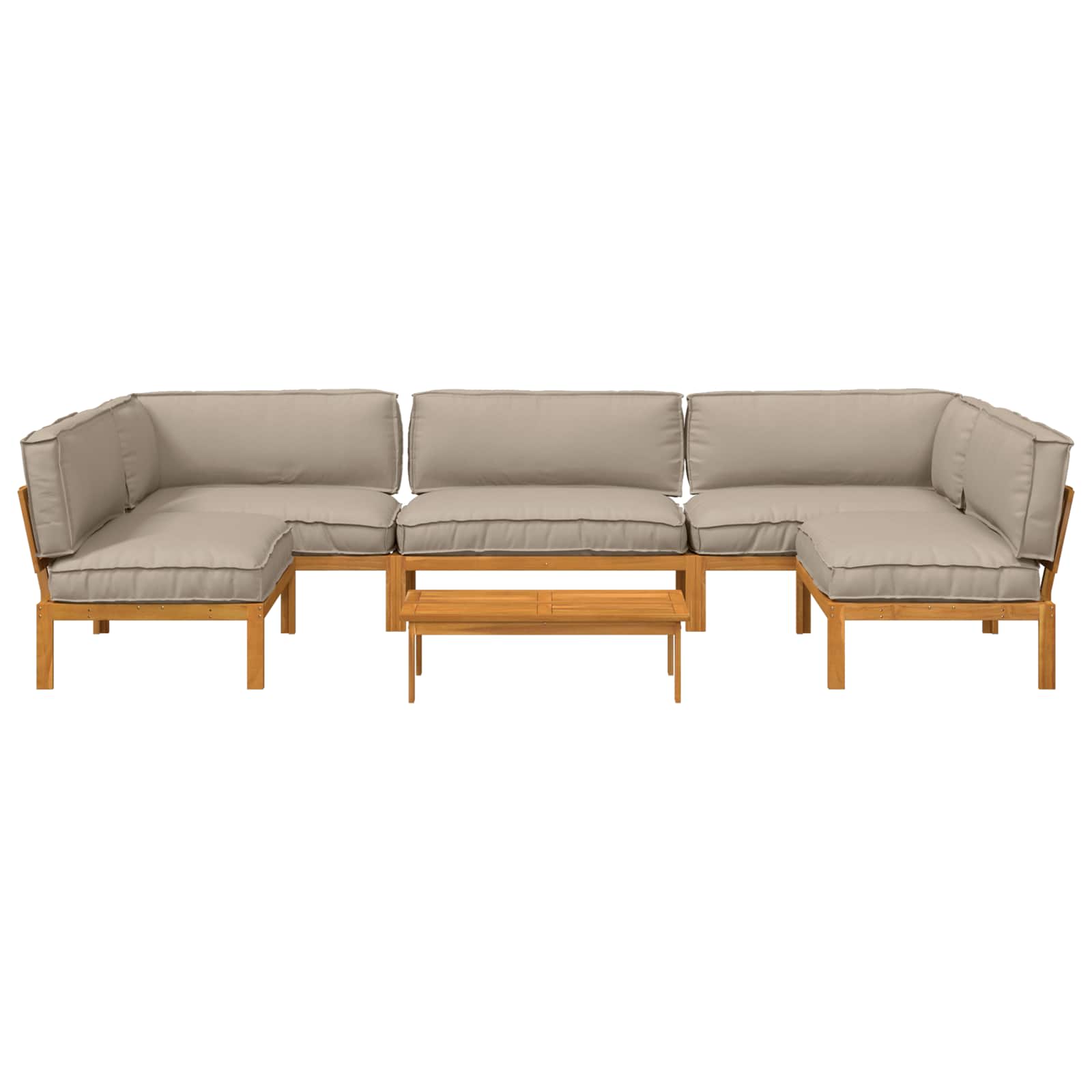 Sofa Set mit Kissen Uni 6 pcs Taupe Massivholz Akazie