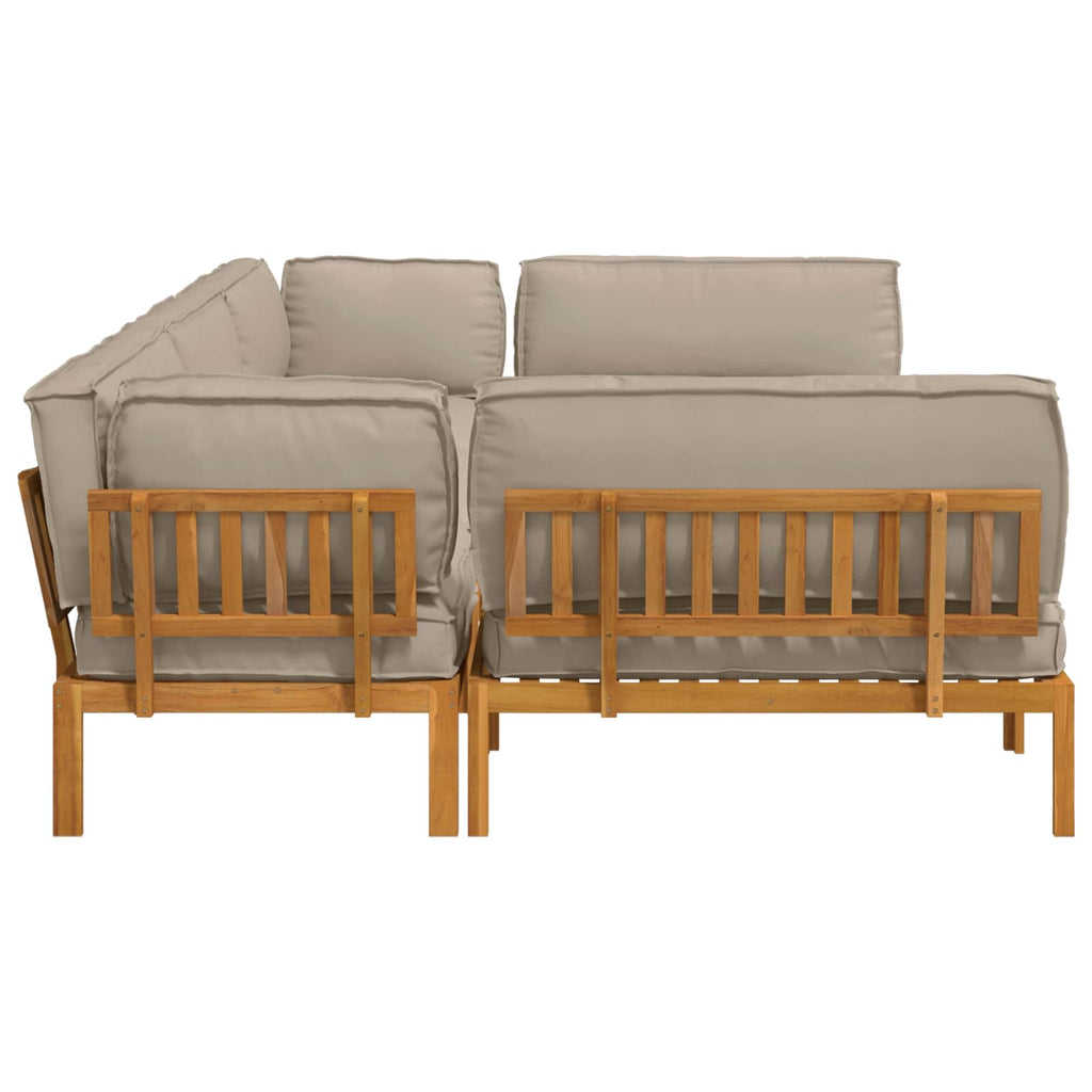 Sofa Set mit Kissen Uni 6 pcs Taupe Massivholz Akazie