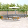 Sofa Set mit Kissen Uni 6 pcs Grau Massivholz Akazie