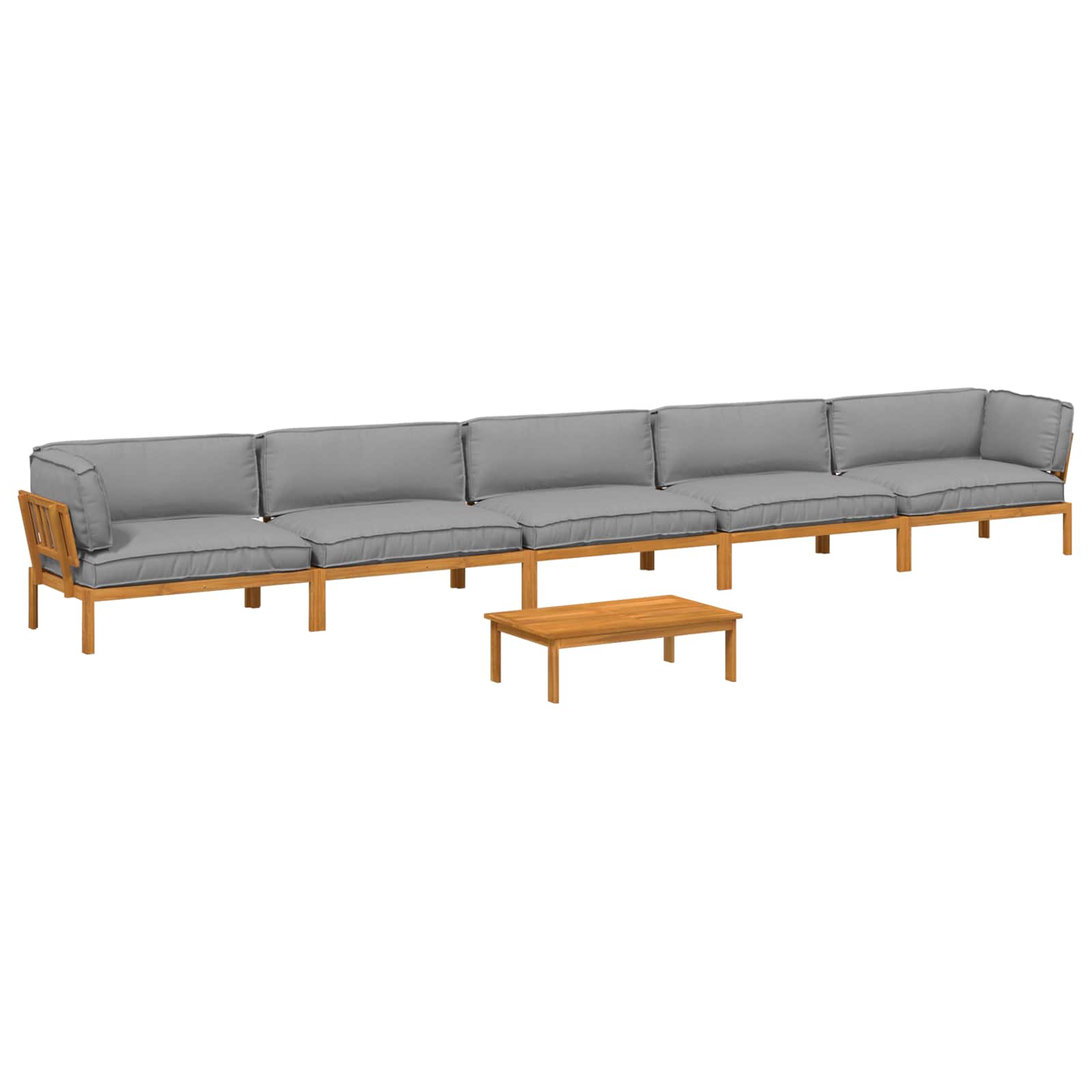 Sofa Set mit Kissen Uni 6 pcs Grau Massivholz Akazie