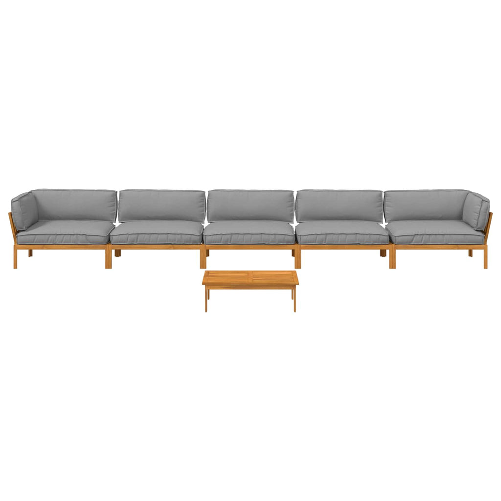 Sofa Set mit Kissen Uni 6 pcs Grau Massivholz Akazie
