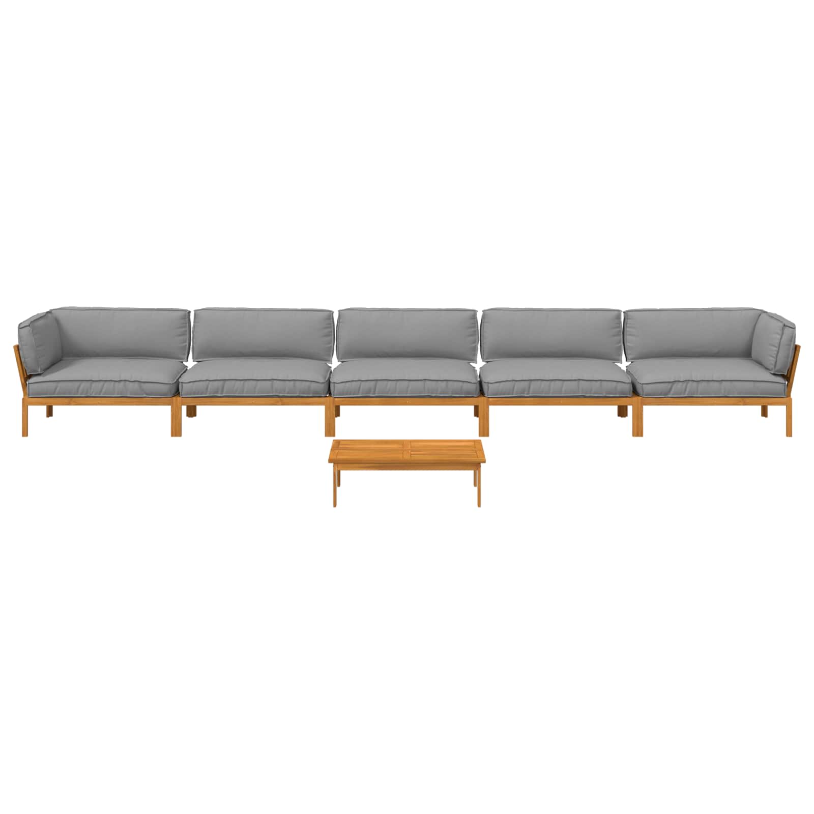 Sofa Set mit Kissen Uni 6 pcs Grau Massivholz Akazie