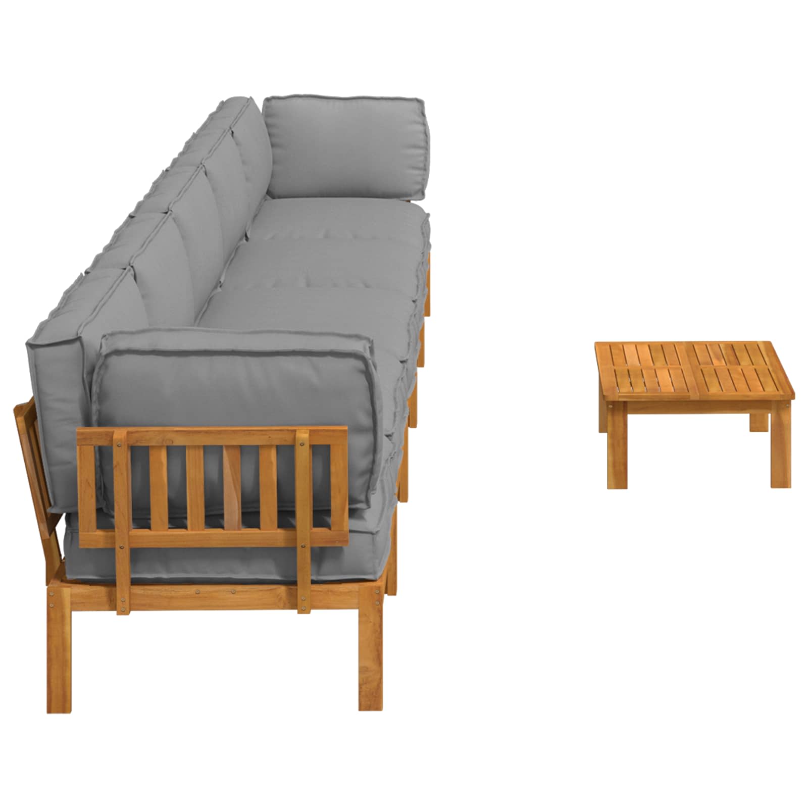 Sofa Set mit Kissen Uni 6 pcs Grau Massivholz Akazie