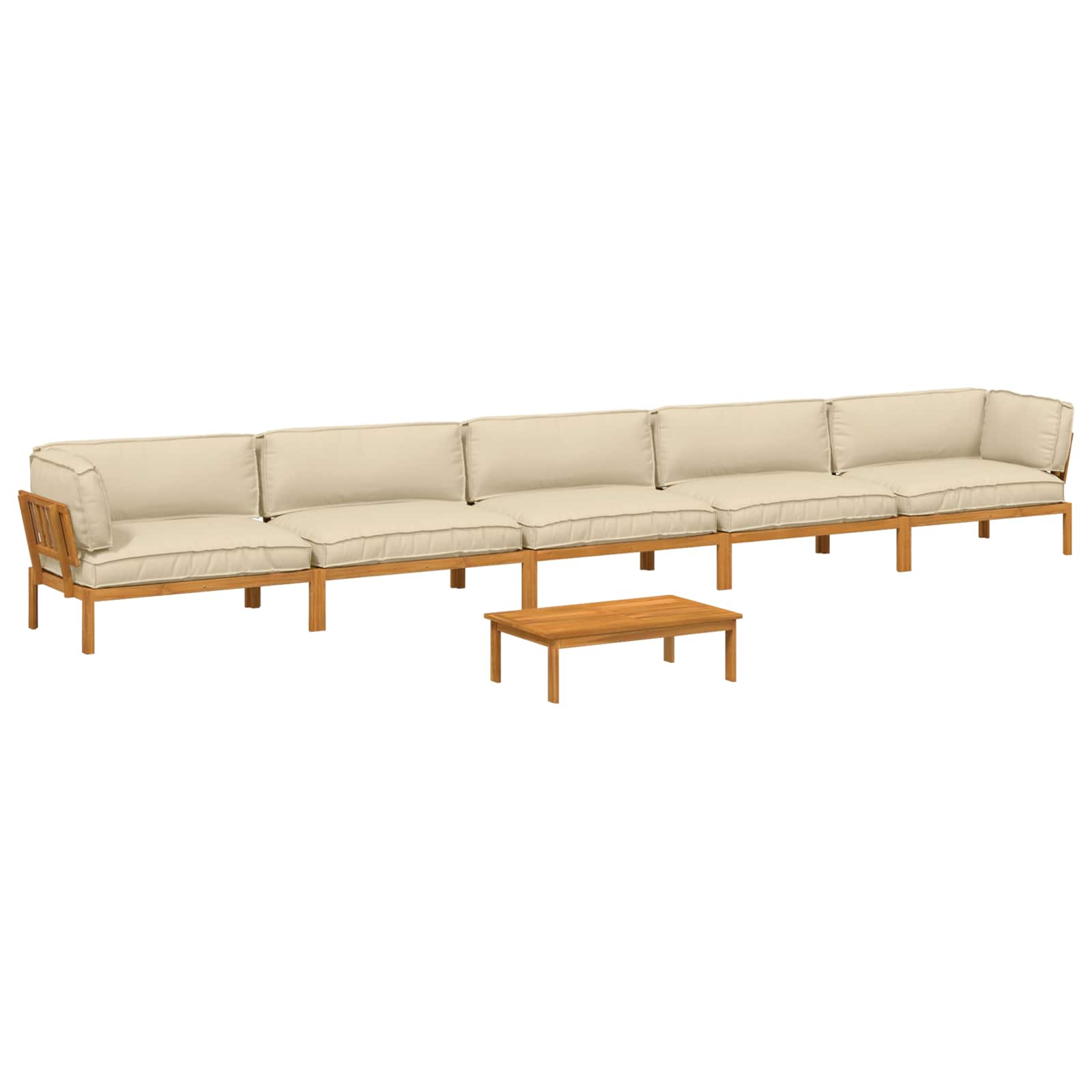 Sofa Set mit Kissen Uni 6 pcs Beige Massivholz Akazie