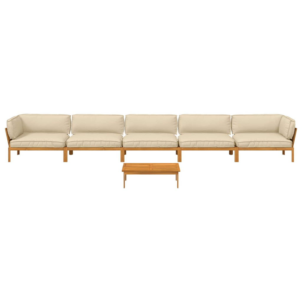 Sofa Set mit Kissen Uni 6 pcs Beige Massivholz Akazie